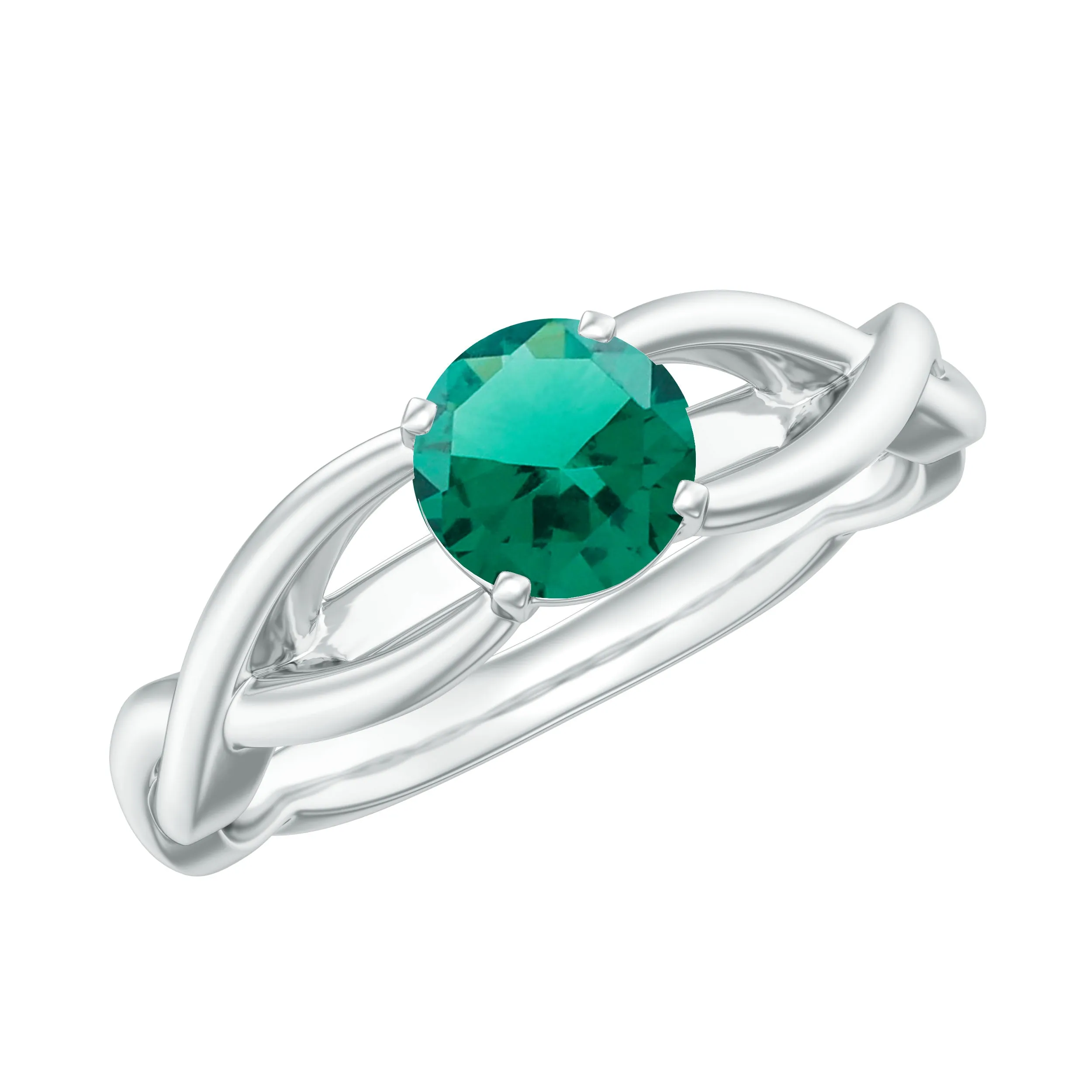 Certified Lab Created Emerald Solitaire Ring with Surprise Diamond