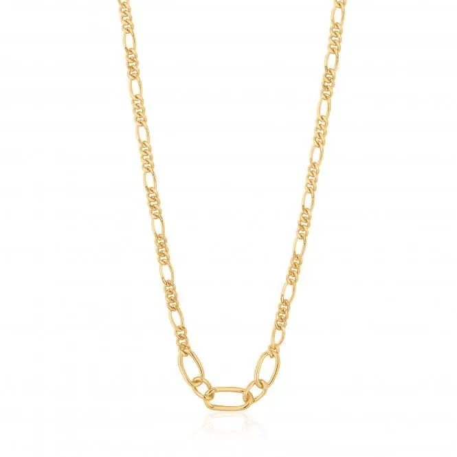 Chain Reaction Shiny Gold Figaro Chain Necklace N021-03G