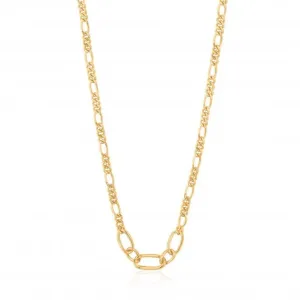 Chain Reaction Shiny Gold Figaro Chain Necklace N021-03G