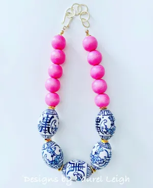 Chinoiserie Statement Necklace - Hot Pink