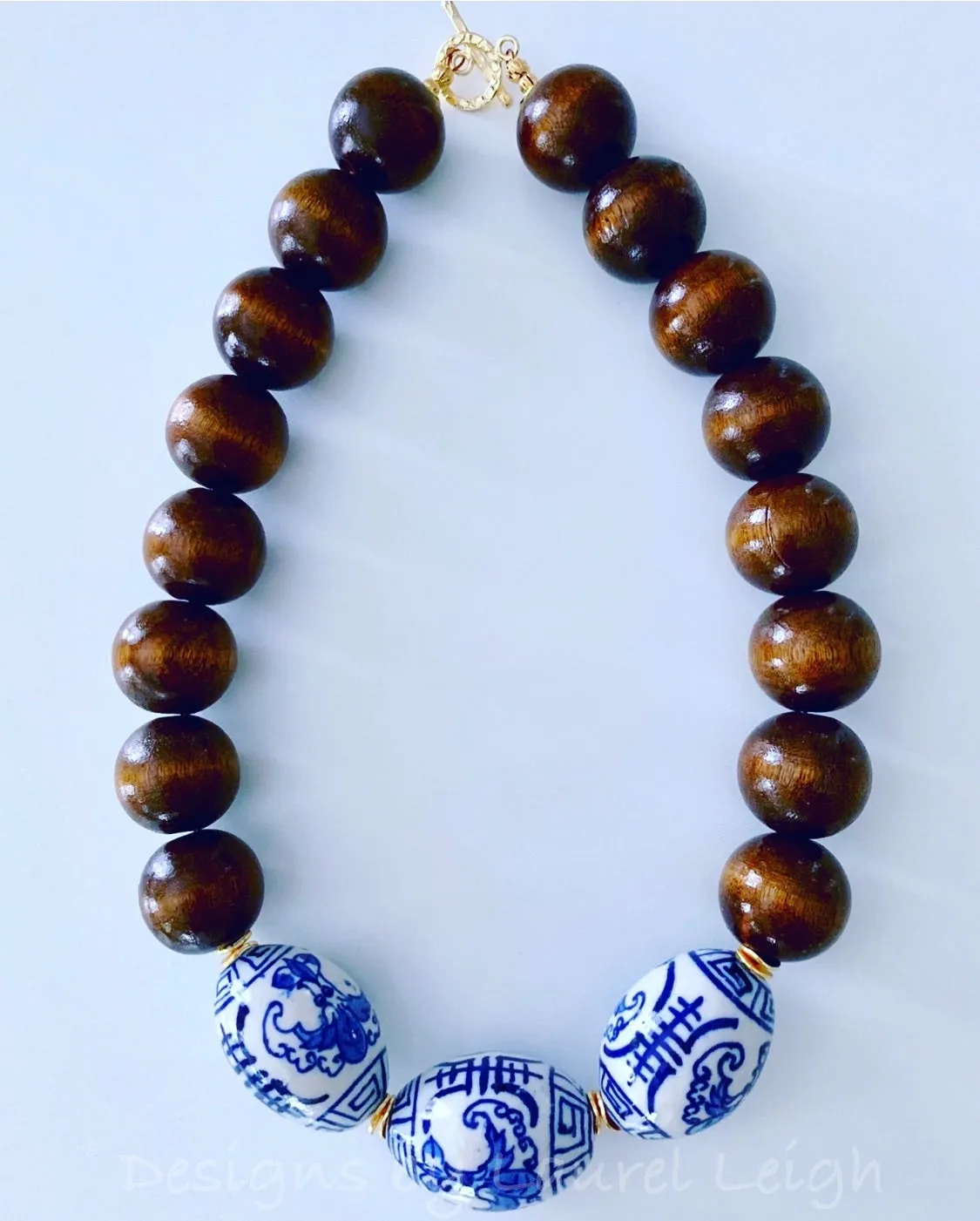 Chunky Brown Chinoiserie Statement Necklace