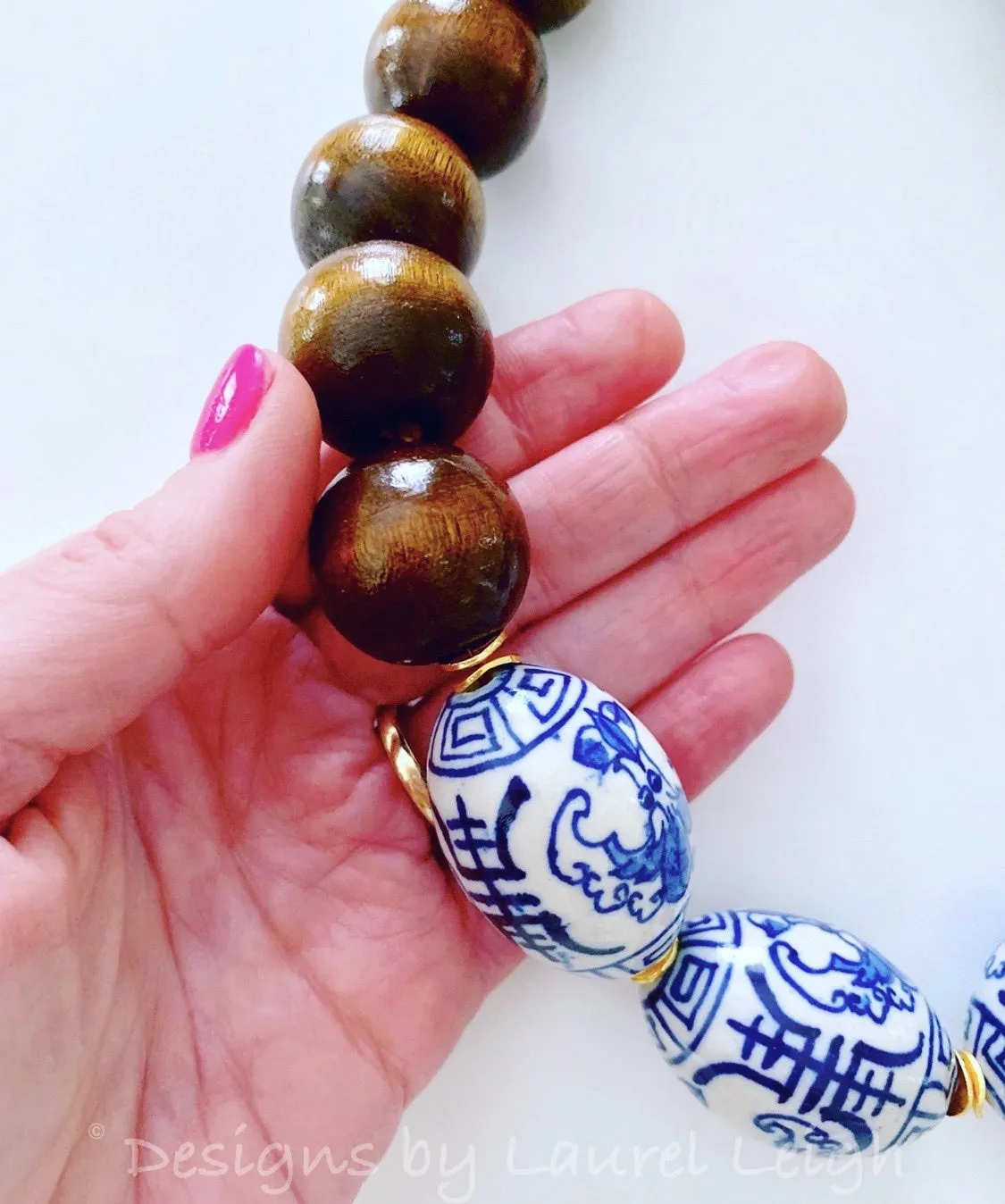 Chunky Brown Chinoiserie Statement Necklace