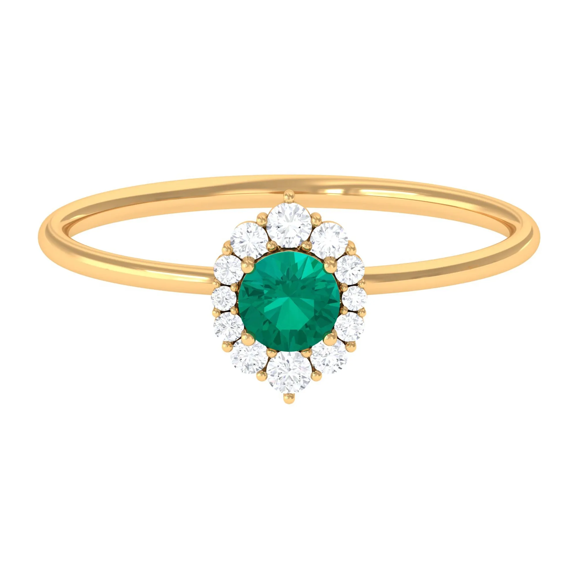 Classic Emerald Engagement Ring with Diamond Accent