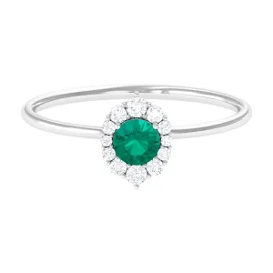 Classic Emerald Engagement Ring with Diamond Accent