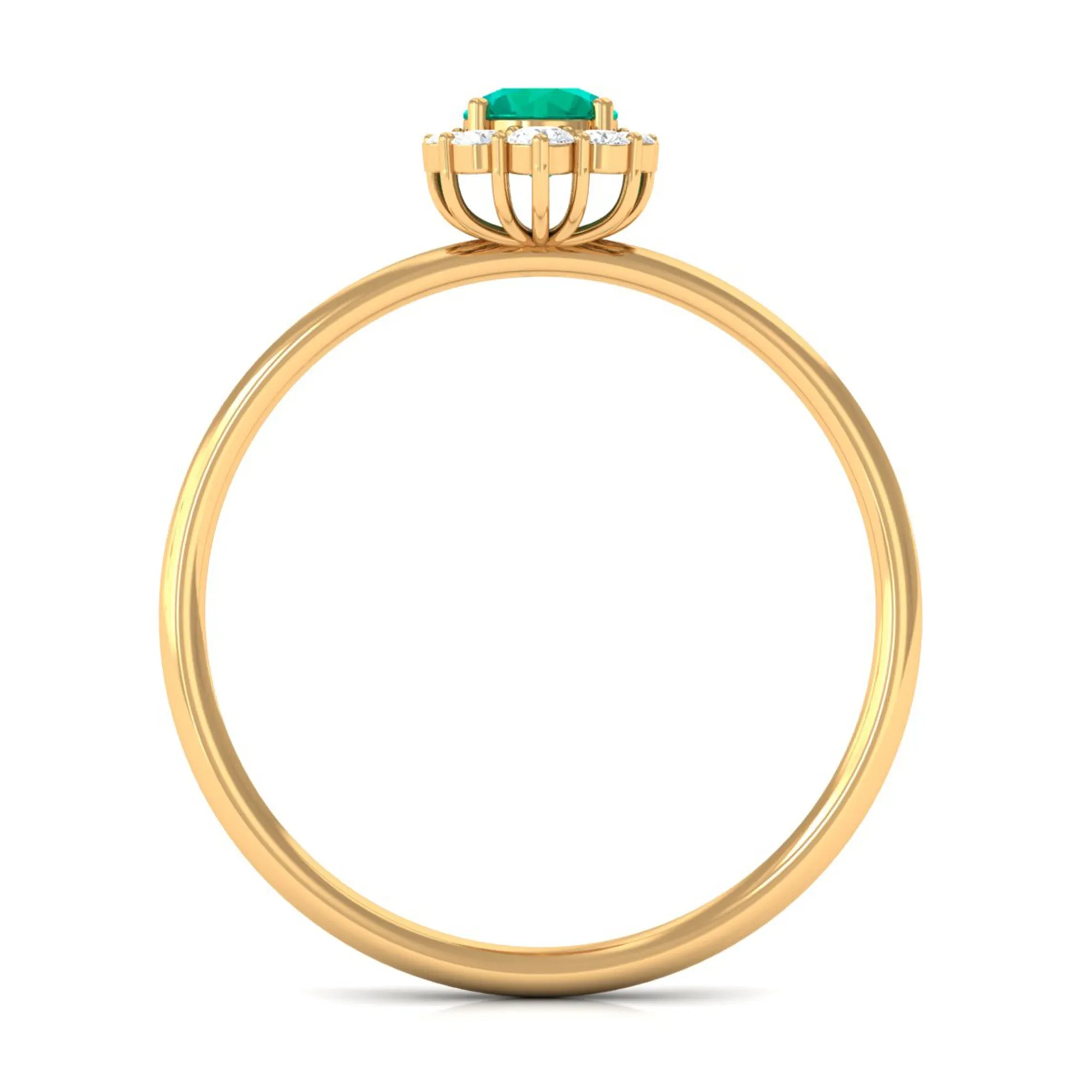 Classic Emerald Engagement Ring with Diamond Accent