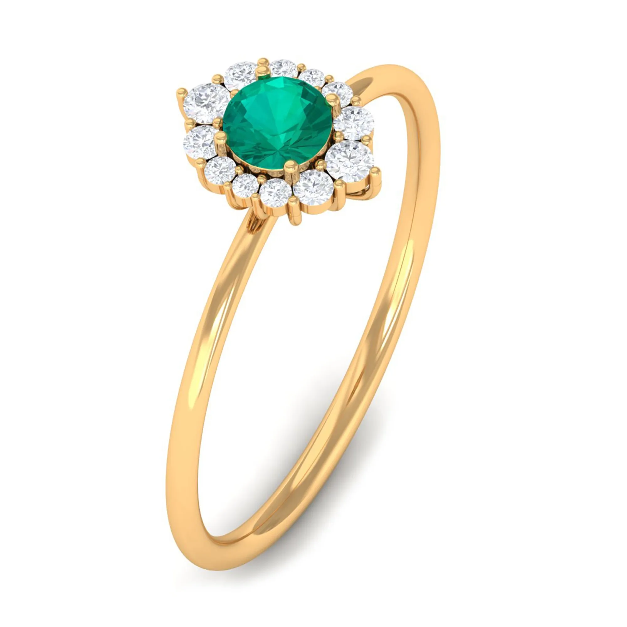 Classic Emerald Engagement Ring with Diamond Accent