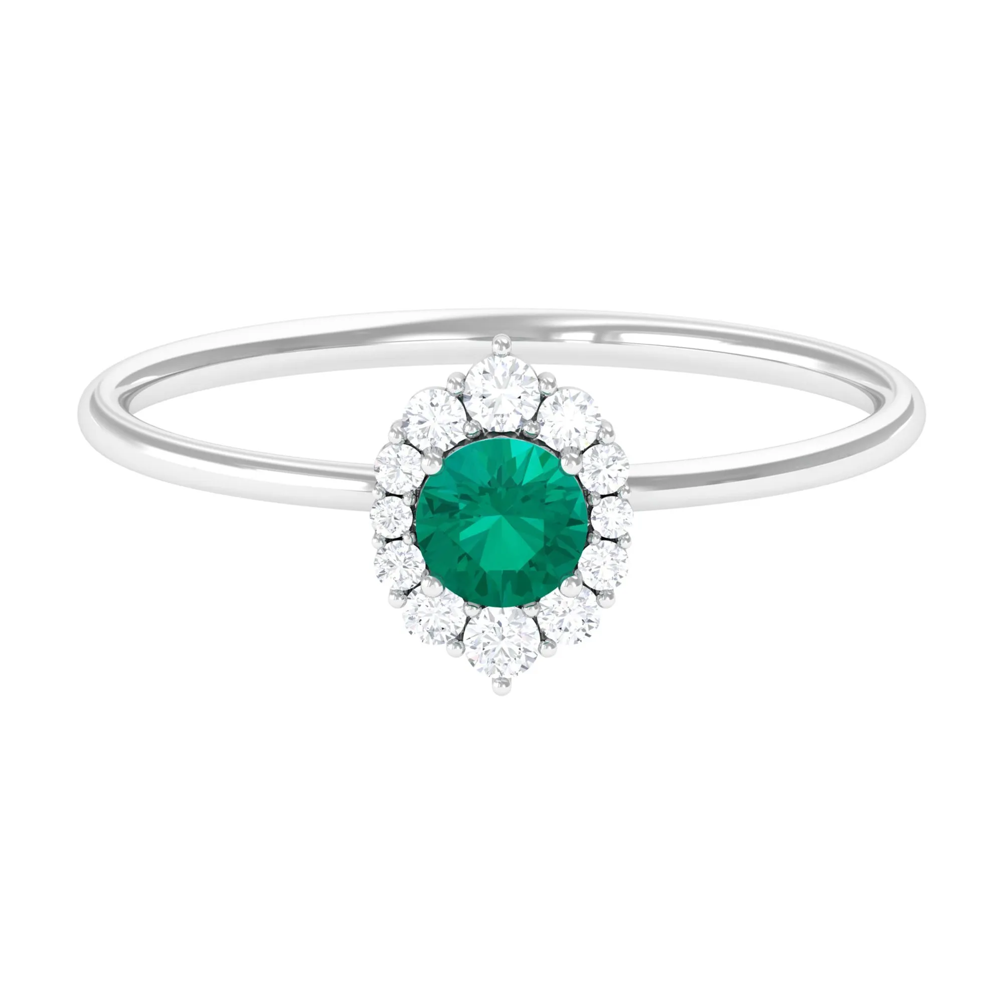 Classic Emerald Engagement Ring with Diamond Accent