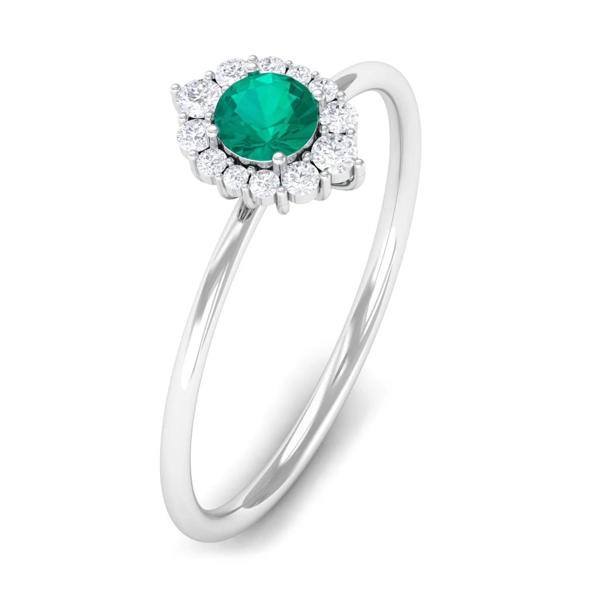 Classic Emerald Engagement Ring with Diamond Accent