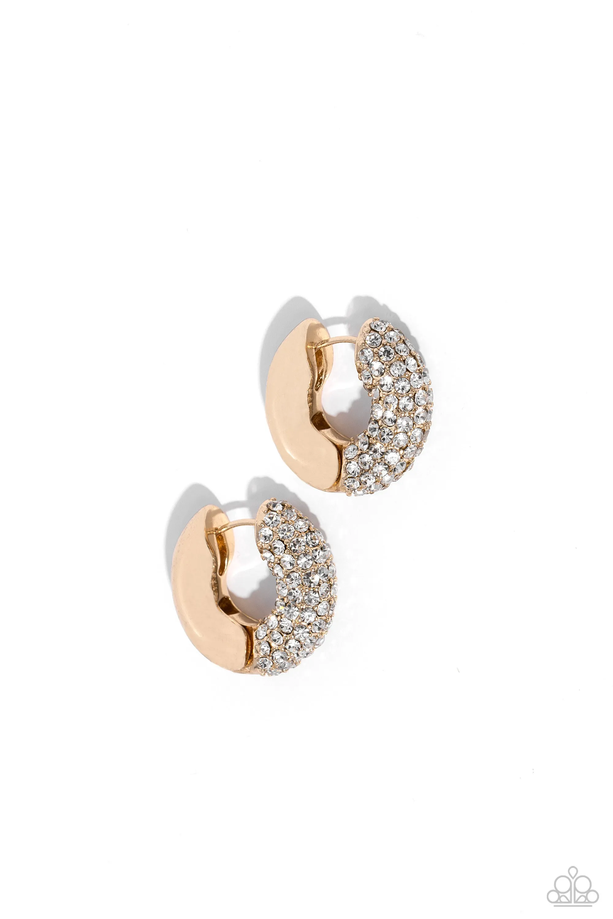 Combustible Confidence - Gold Rhinestone Earrings - Paparazzi Accessories