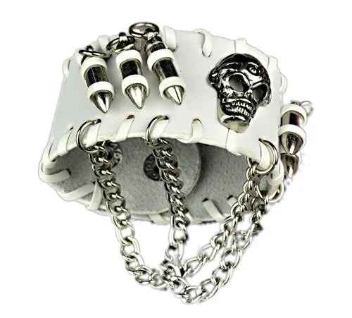 Cool Rock Punk Men Woman Unisex Genunine Leather Bullet Skull Bracelets Bracelet