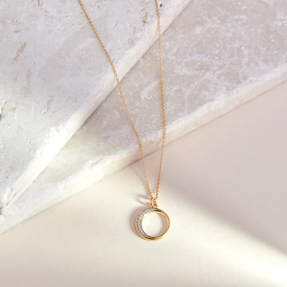 Crescent Diamond Necklace  - Yellow Gold