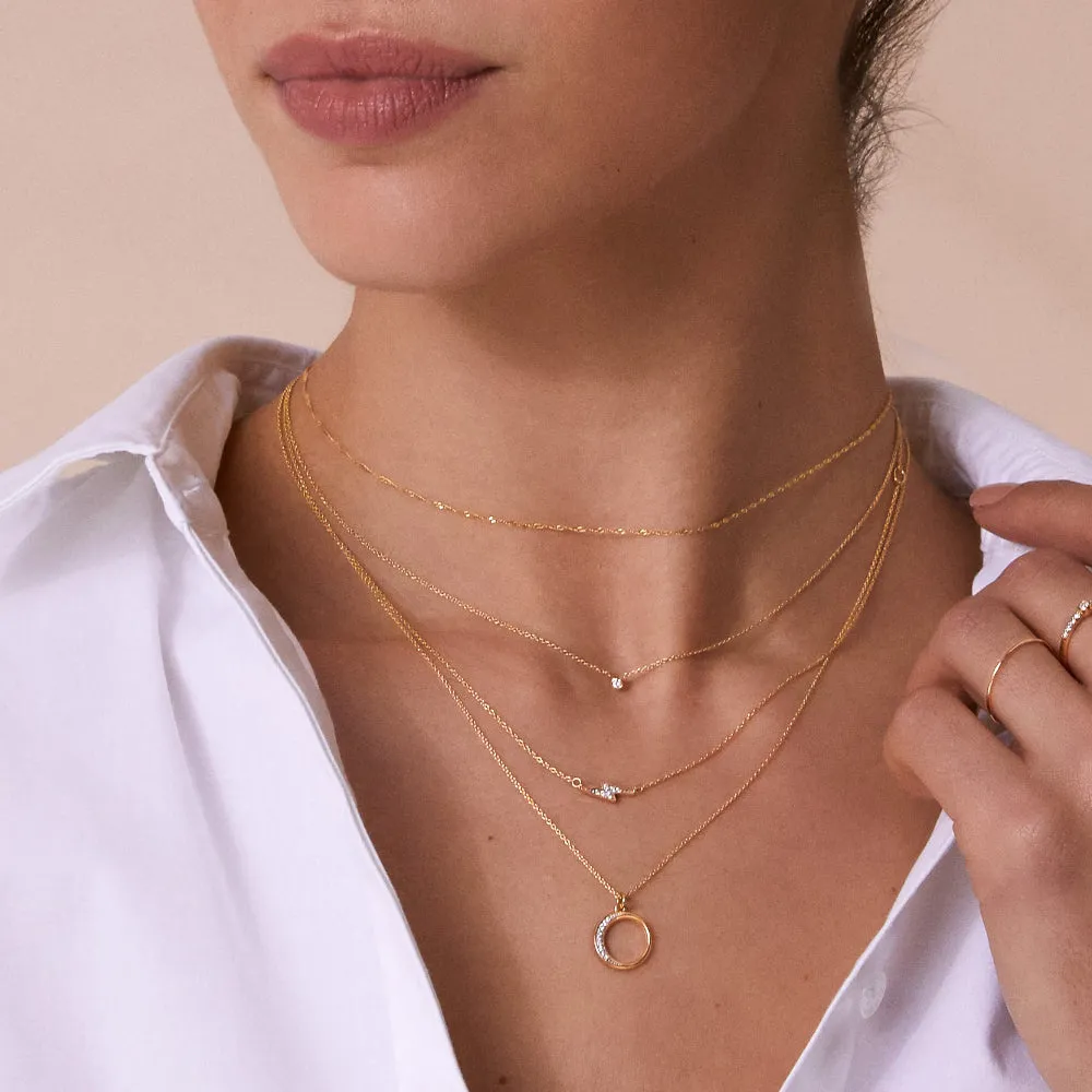 Crescent Diamond Necklace  - Yellow Gold