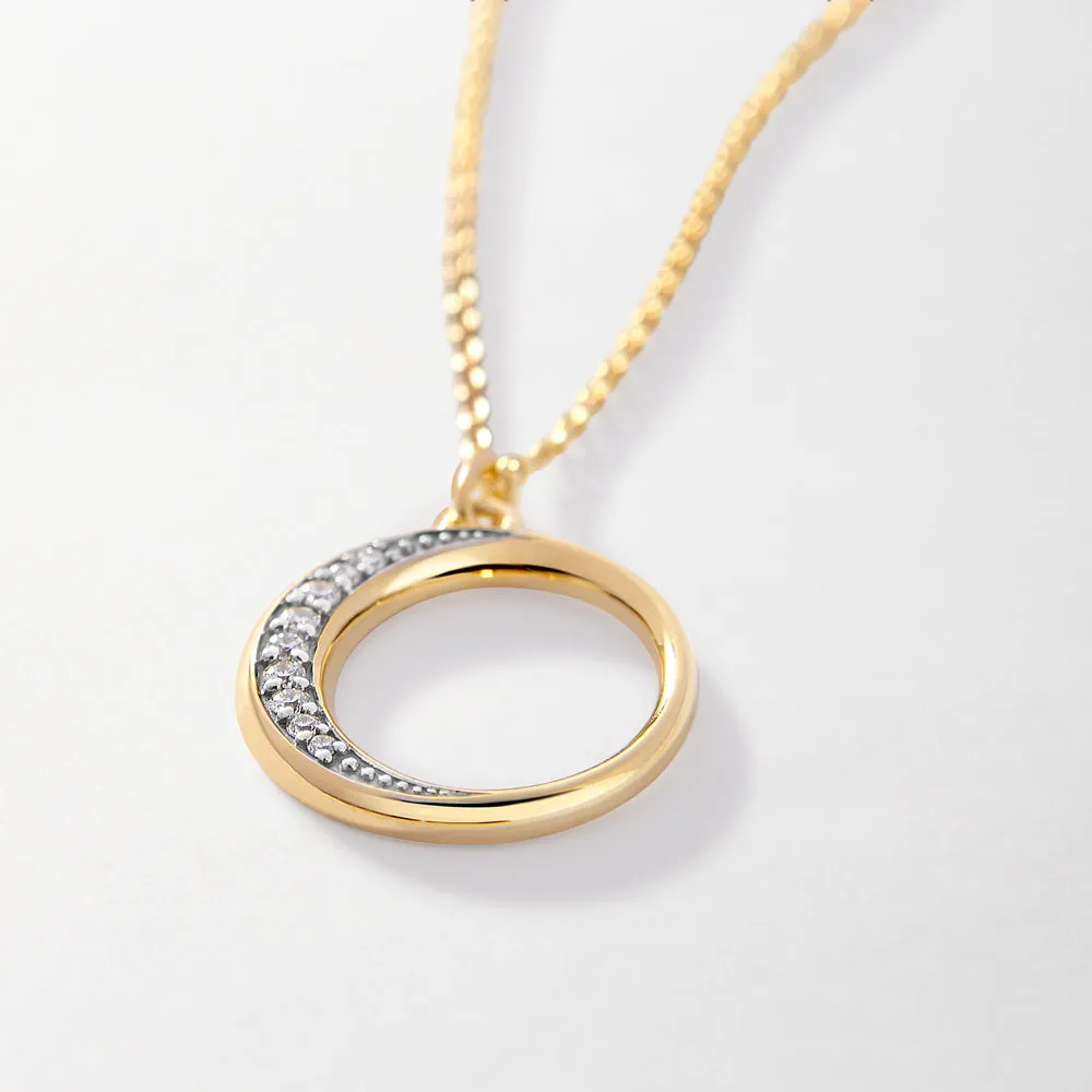 Crescent Diamond Necklace  - Yellow Gold