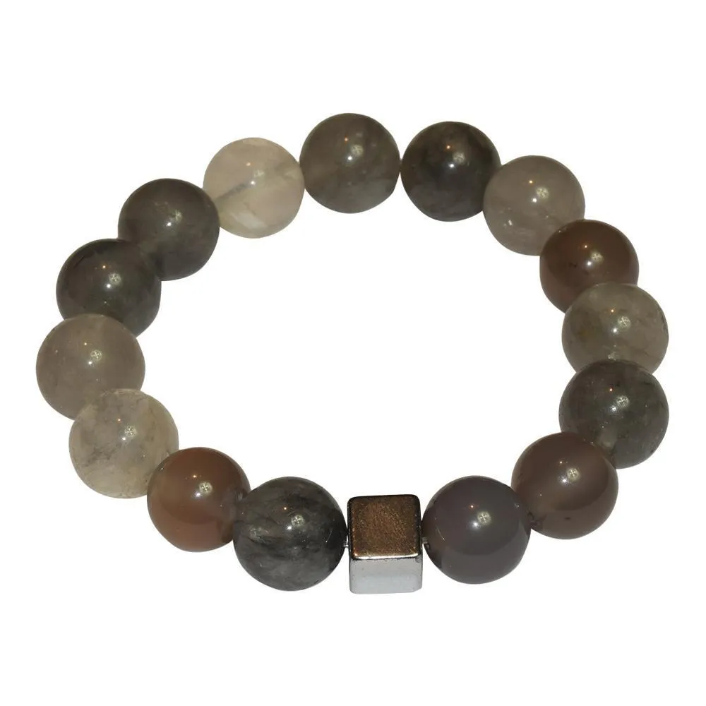 Cube Hematite Bracelet - Grey