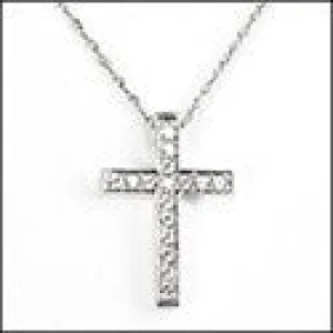 Cubic Zirconia Cz .32 Round Pave Set Cross Pendant