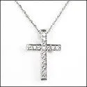 Cubic Zirconia Cz .32 Round Pave Set Cross Pendant