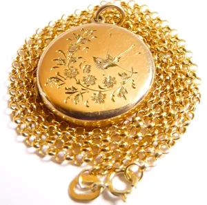 Dainty Solid Gold Locket Necklace Christening Gift 1921