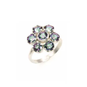 Daisy Topaz Ring - Genuine Mystic Topaz Ring - Purple Flower Ring