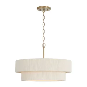 DELANEY 4-LIGHT DUAL MOUNT PENDANT, MATTE BRASS