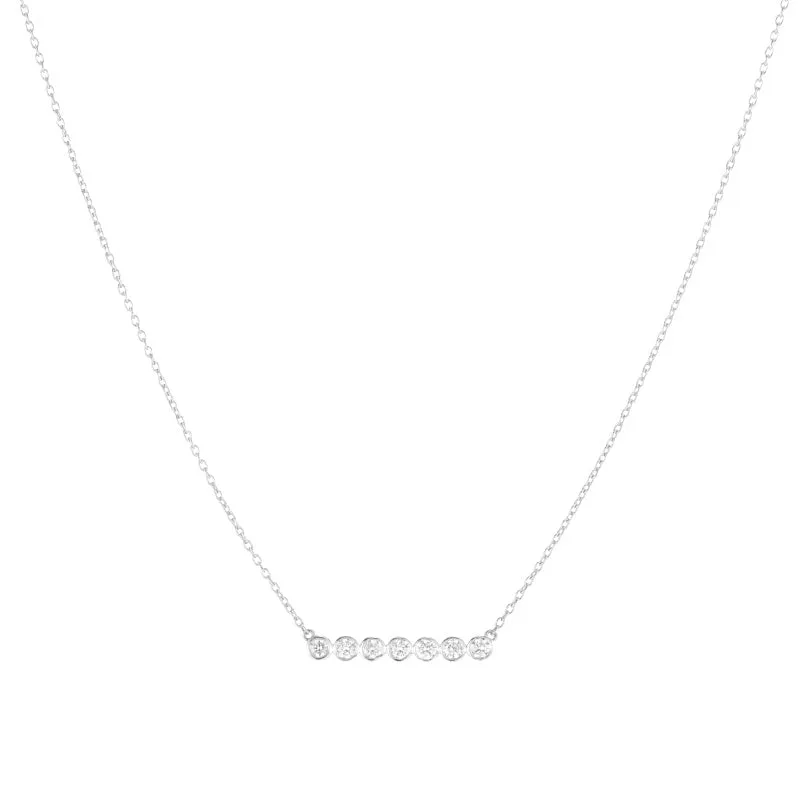 Diamond Bezel Bar Necklace, 14k (7 stones)