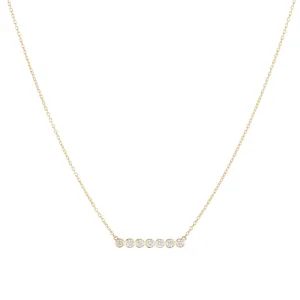 Diamond Bezel Bar Necklace, 14k (7 stones)