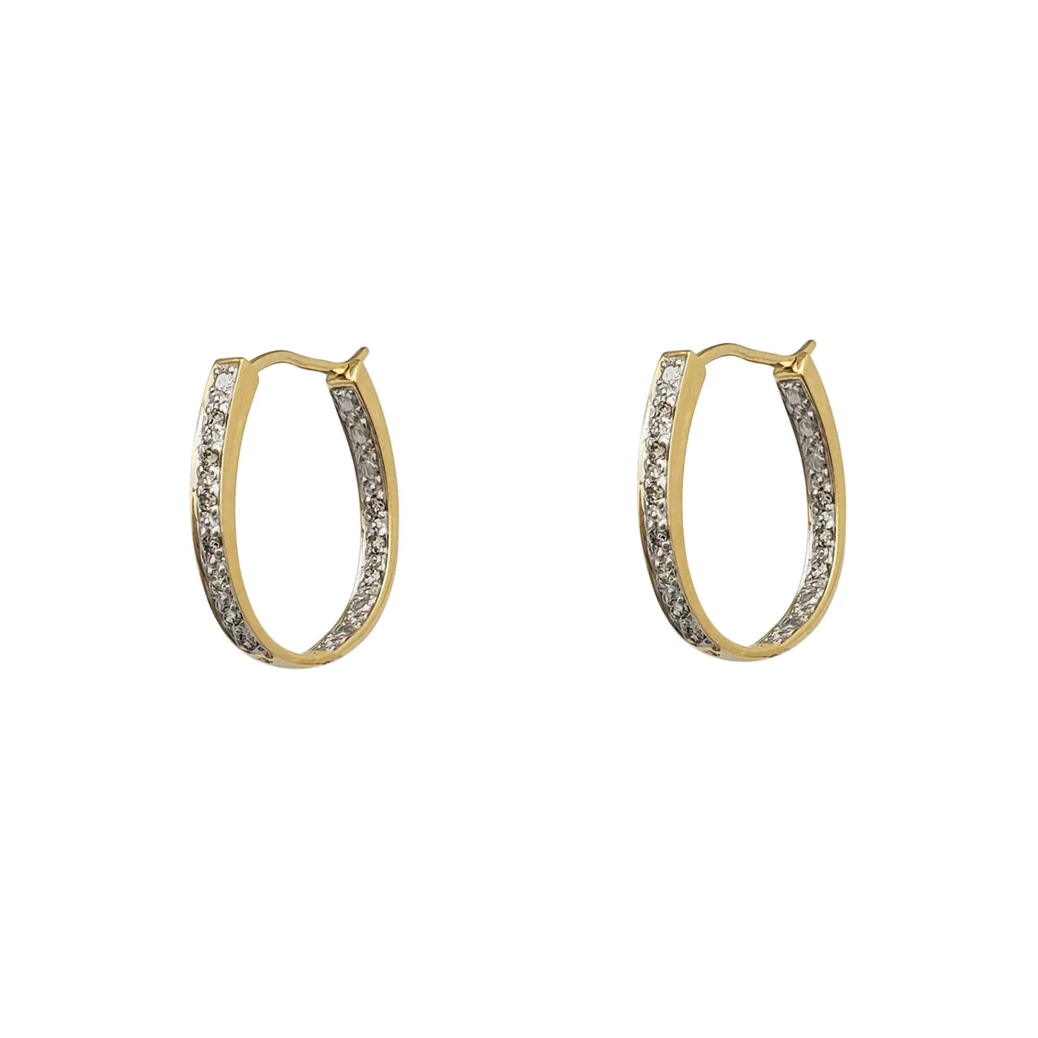 Diamond Inside-Out Oval Hoops Earrings (14K)