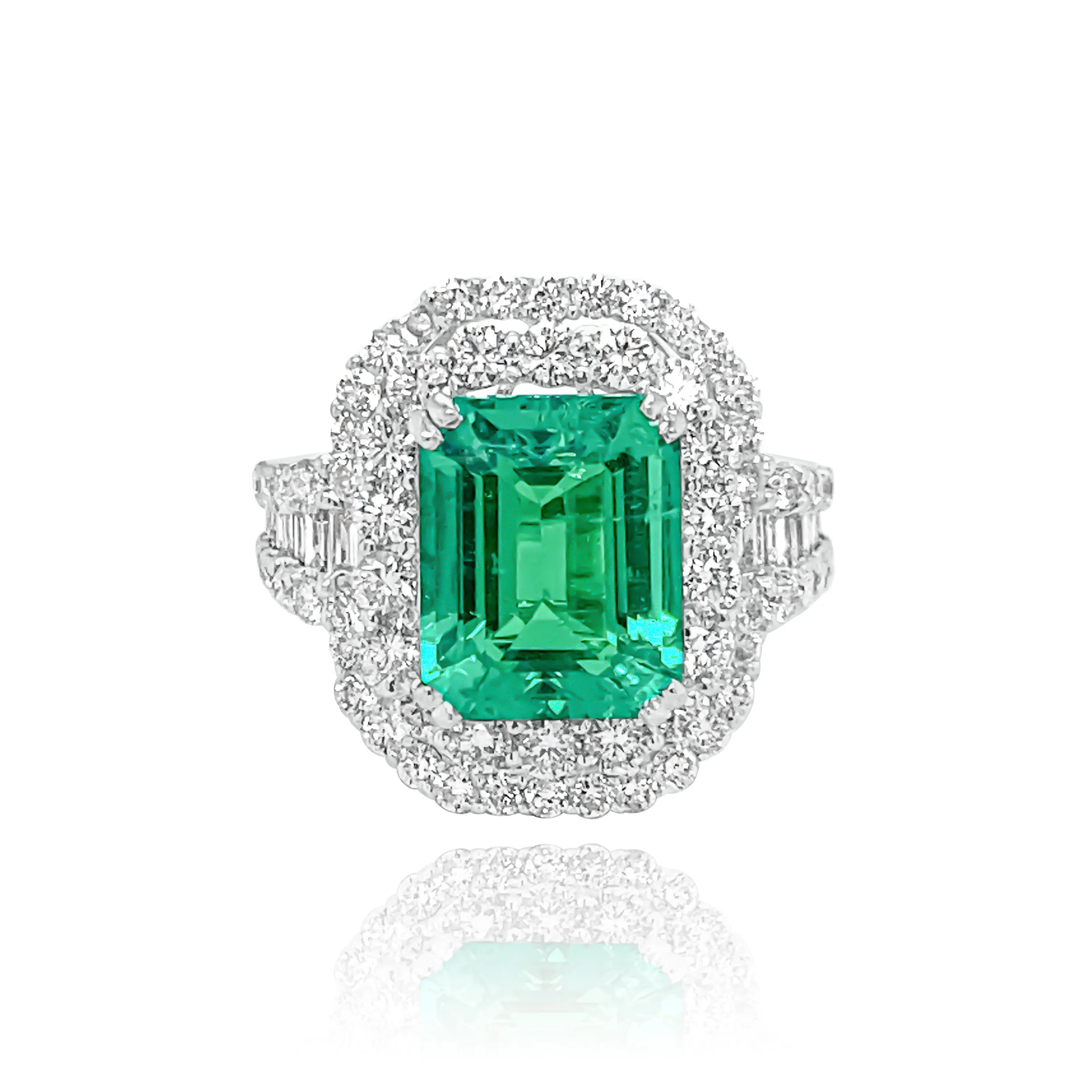 DIAMONDS & EMERALD "FRANCOISE" RING.