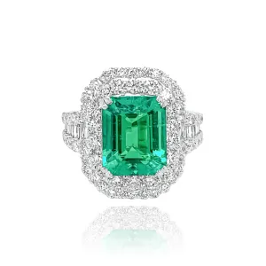 DIAMONDS & EMERALD "FRANCOISE" RING.