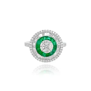 DIAMONDS & EMERALDS "SOMBRERO" RING.