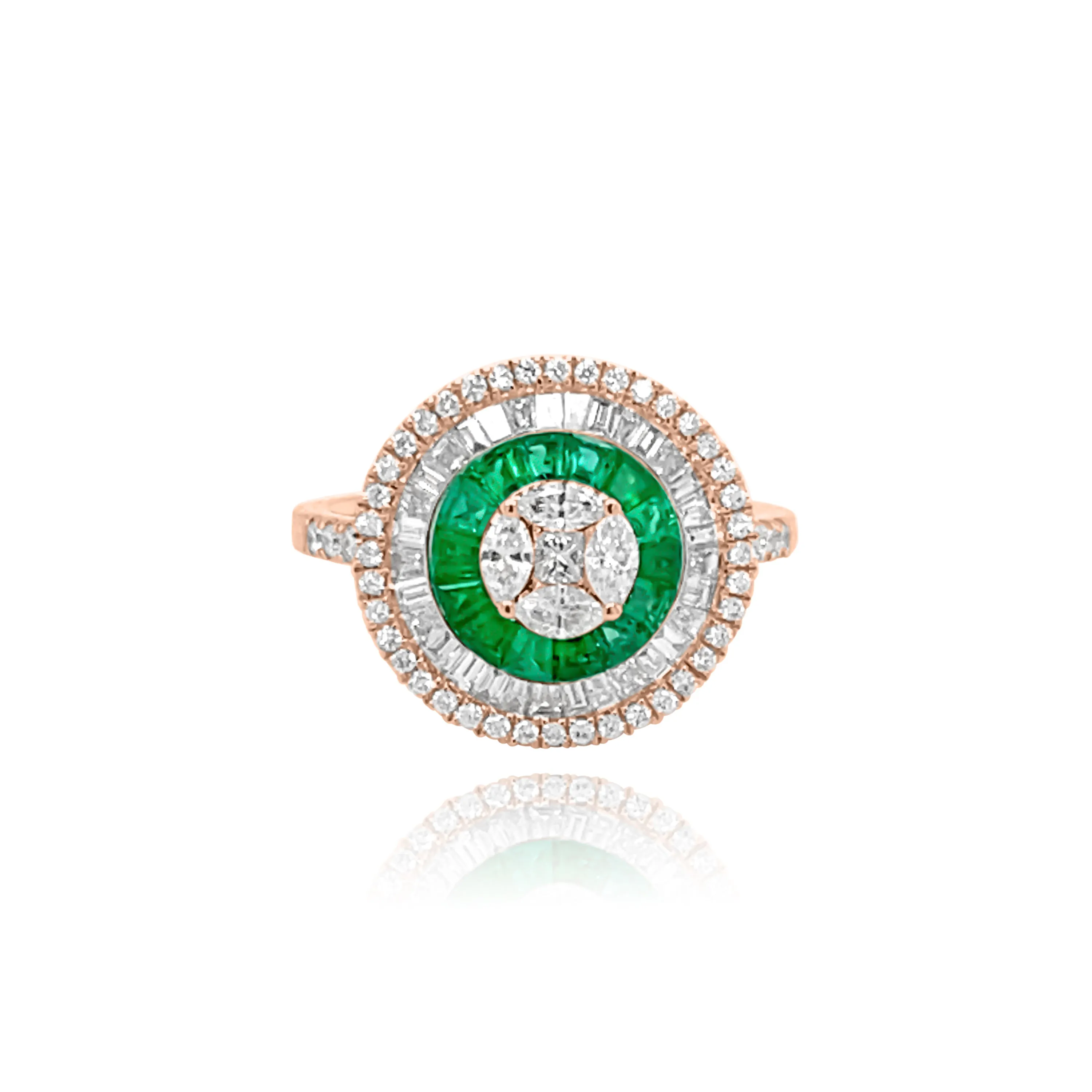 DIAMONDS & EMERALDS "SOMBRERO" RING.