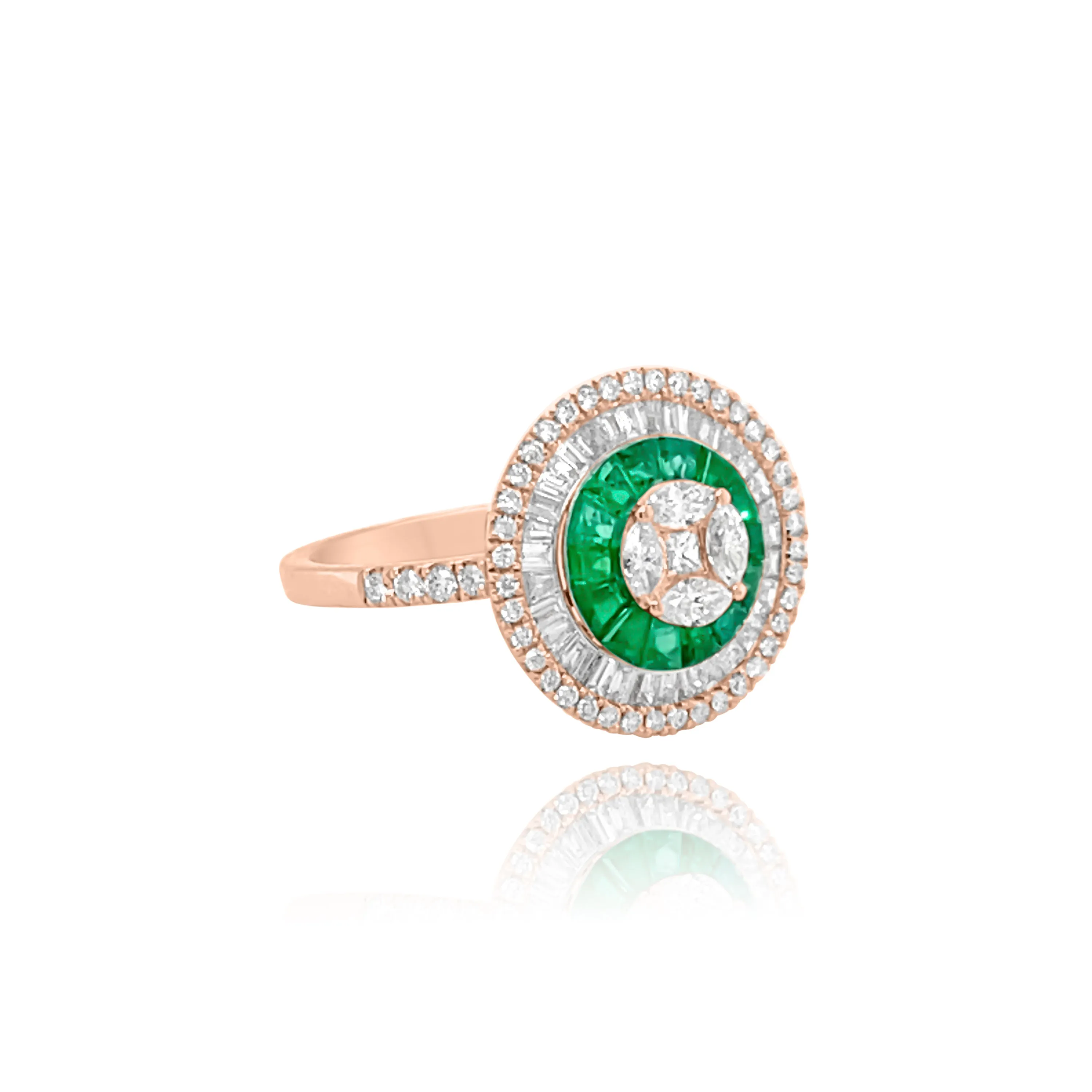 DIAMONDS & EMERALDS "SOMBRERO" RING.