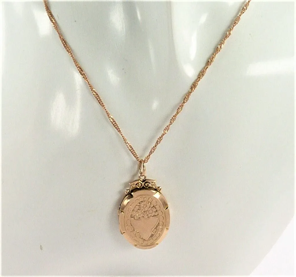 Elegant Antique Solid Gold Keepsake Locket 1908 With 18 Inch Necklace