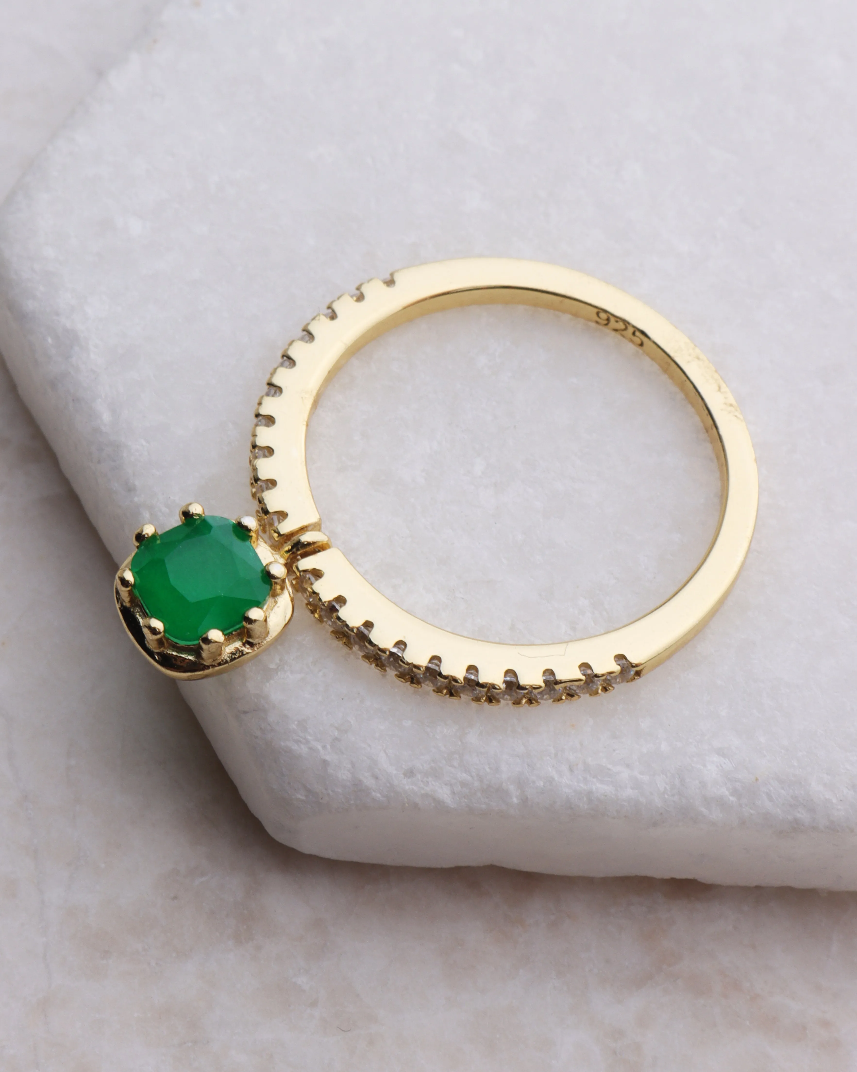 Emerald CZ Dangle Ring