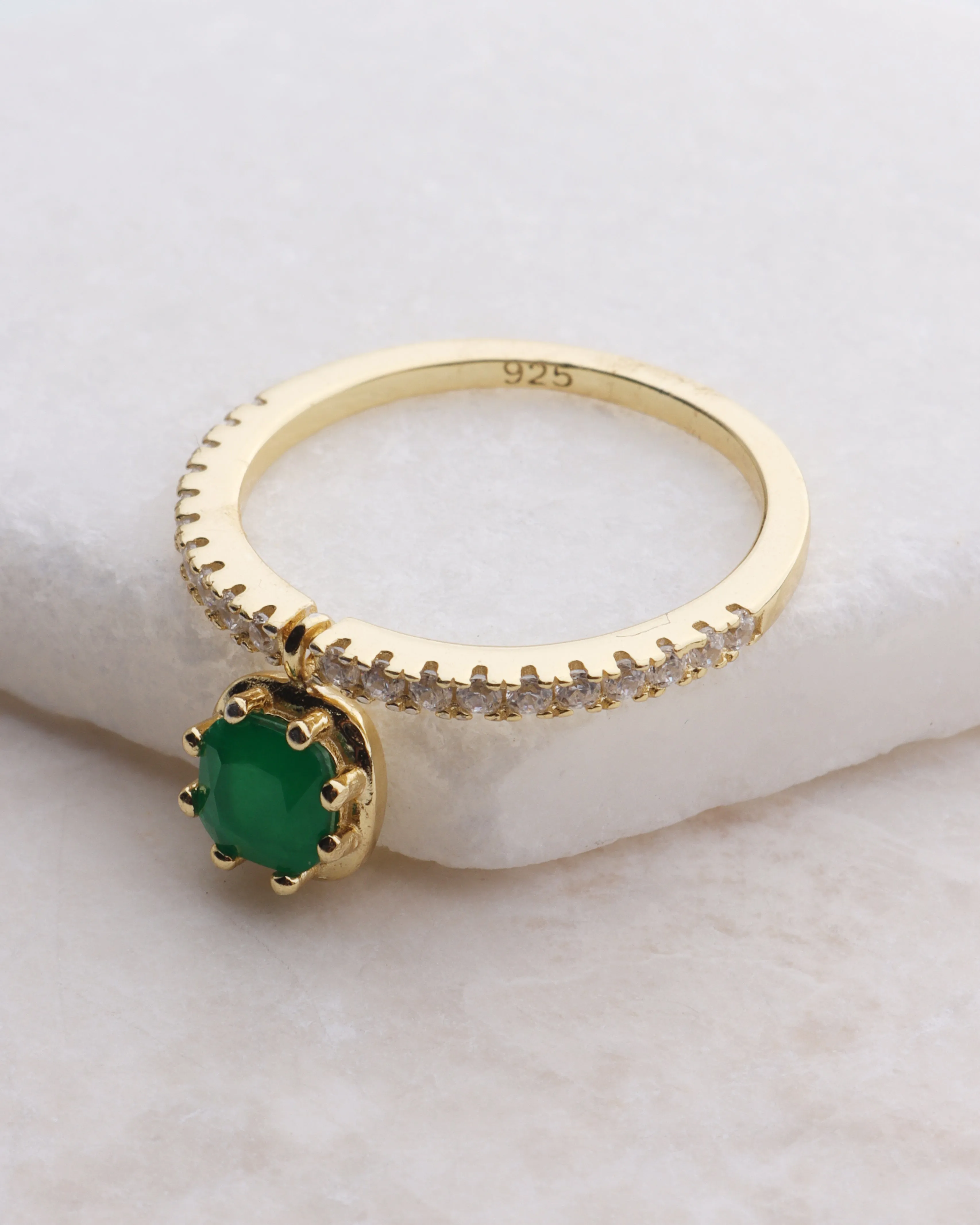 Emerald CZ Dangle Ring