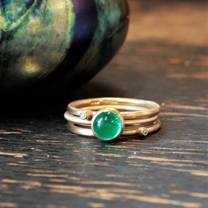 Emerald Wild Flower Gold Ring - 6mm