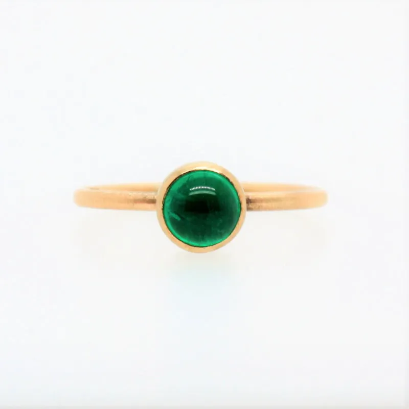 Emerald Wild Flower Gold Ring - 6mm