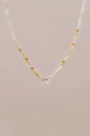 FACETS FLOATING HEART DIAMOND MULTICOLOURED AMAZONITE NECKLACE