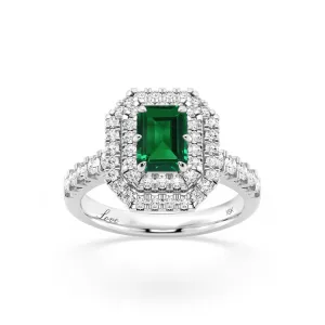 Facets of Love Emerald Ring with 0.80ct of Diamonds in 18ct White Gold