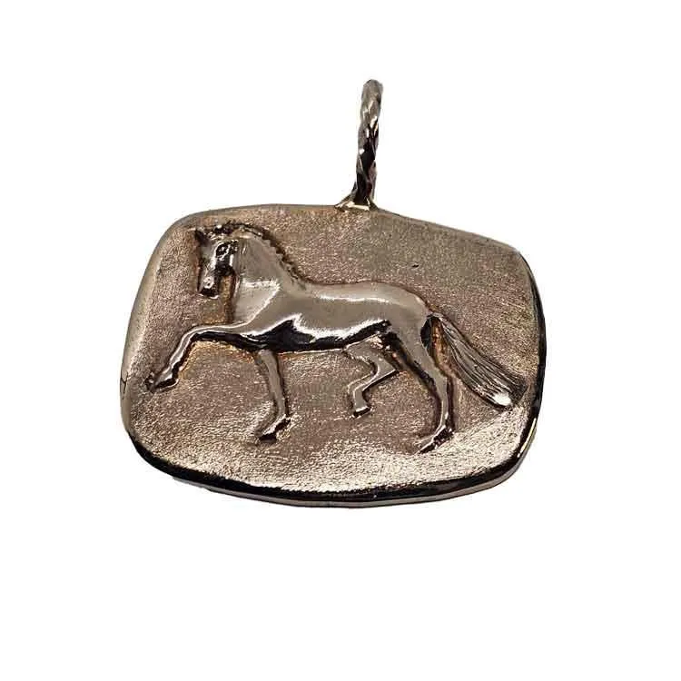 Fancy Trotting Horse Pendant Necklace Sterling Silver or Bronze