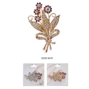 Flower Rhinestone Brooch 0157GS (12 units)