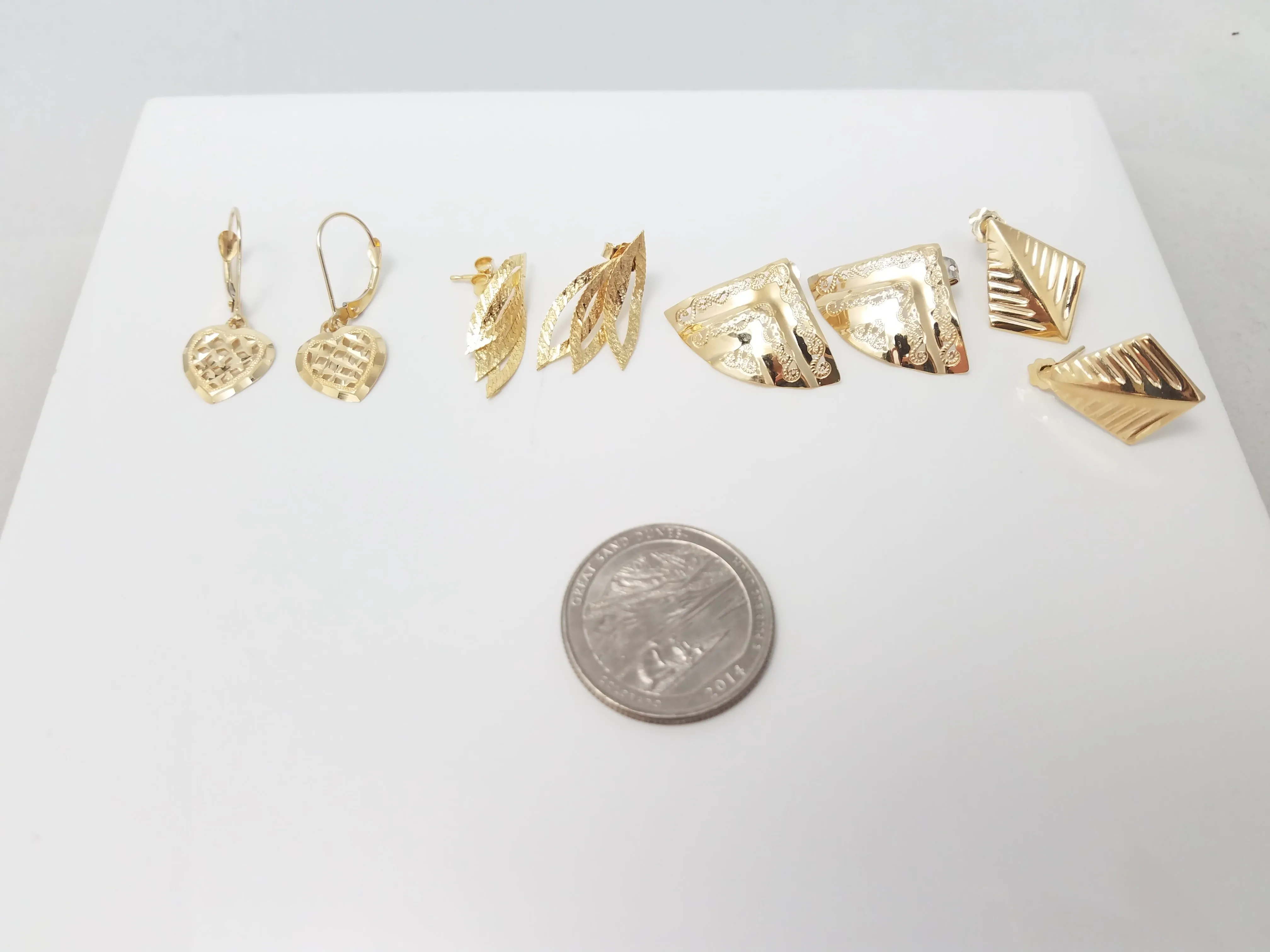 Four Pairs of 14k Yellow Earrings