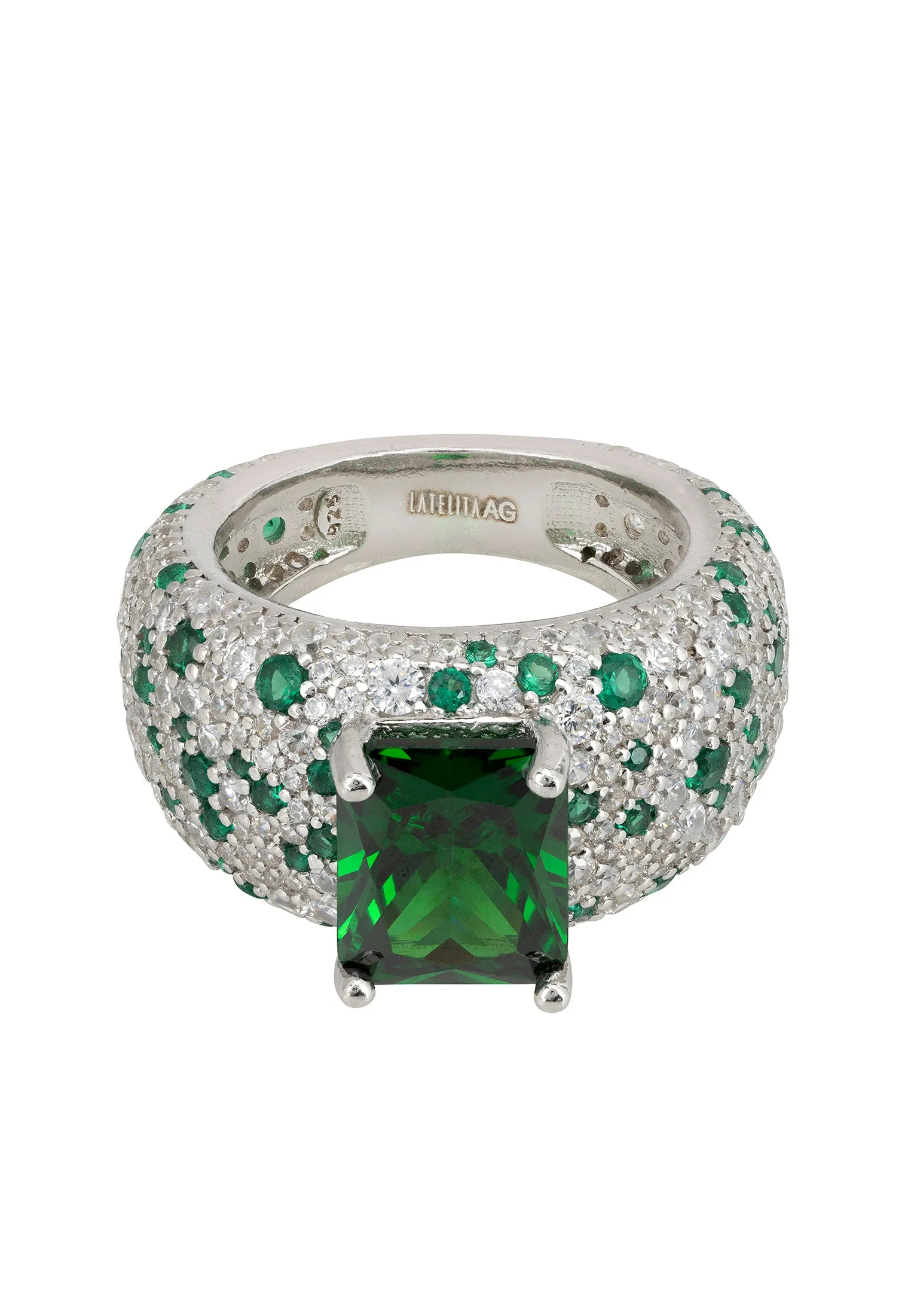 Four Seasons Cocktail Ring Emerald Summer Silver