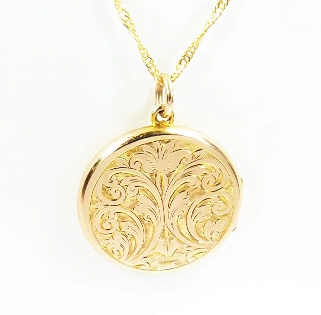 Fully Hallmarked Antique Rose Gold Locket 1919 With Ornate 50 cm Chain Somers & Eccles