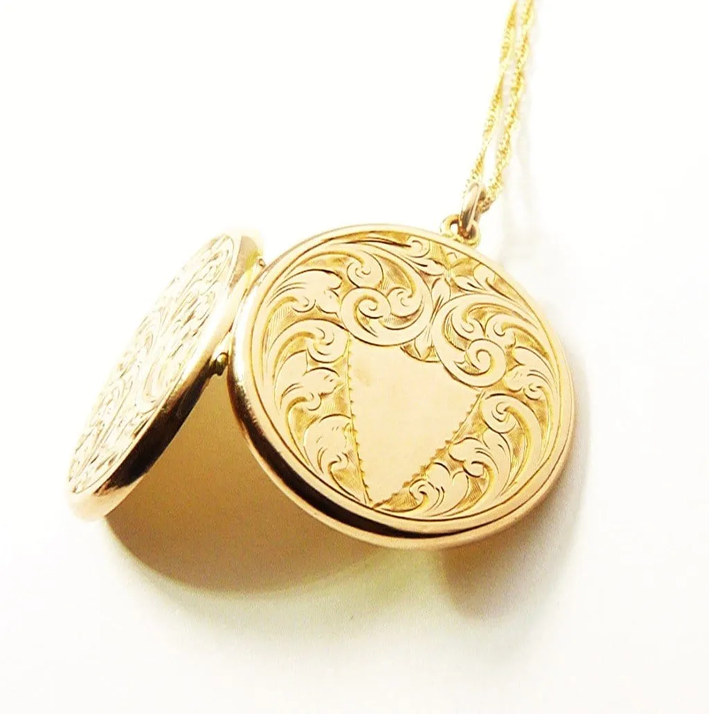 Fully Hallmarked Antique Rose Gold Locket 1919 With Ornate 50 cm Chain Somers & Eccles