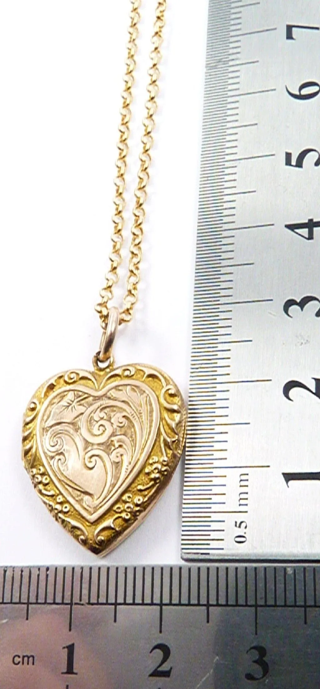 Fully Hallmarked Gold Art Nouveau Antique Locket Necklace 1909