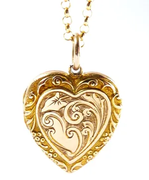 Fully Hallmarked Gold Art Nouveau Antique Locket Necklace 1909