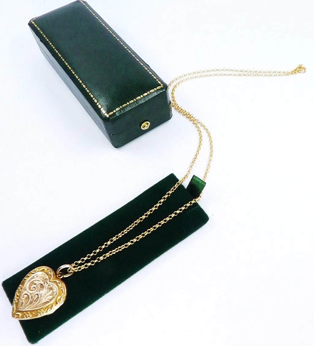 Fully Hallmarked Gold Art Nouveau Antique Locket Necklace 1909