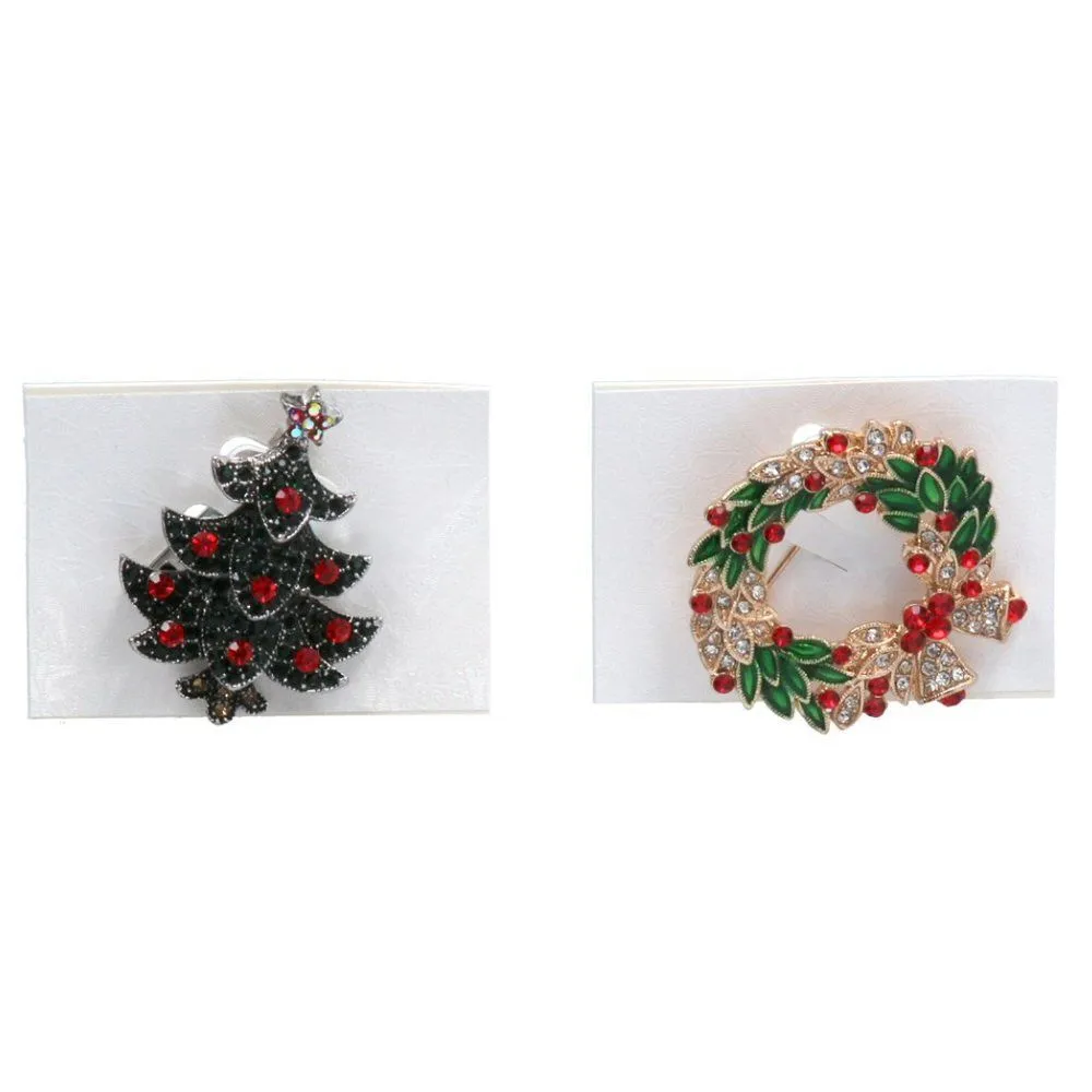 Gisela Graham Metal & Diamante Festive Brooch (Choice of 6)