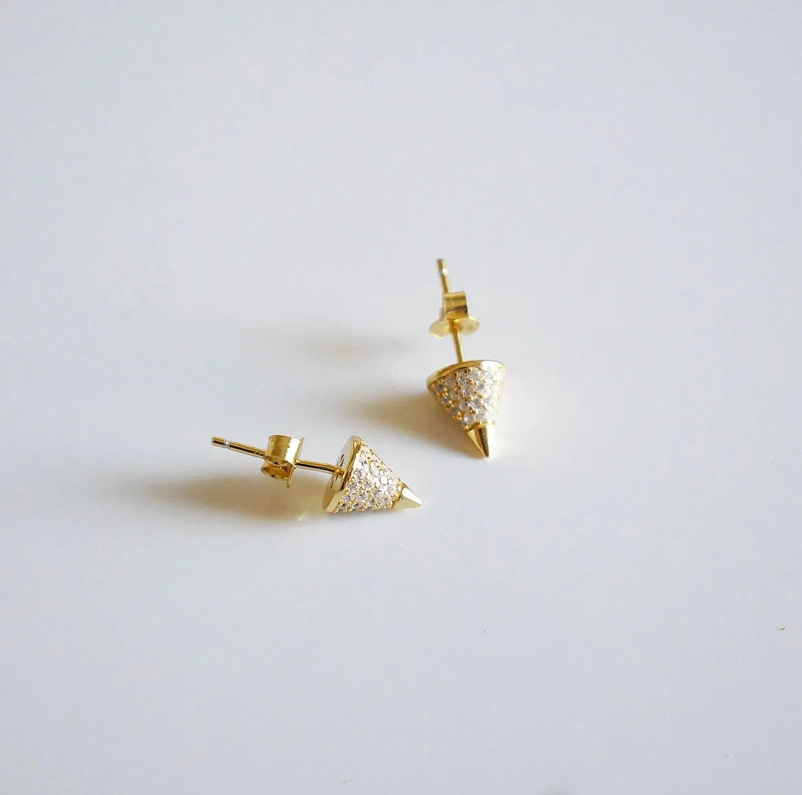 Glamorous Spike Pave CZ Post Earrings