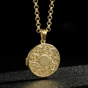 Gold Filled Bonded Filigree Round Locket 22 Inch 4mm Belcher Chain